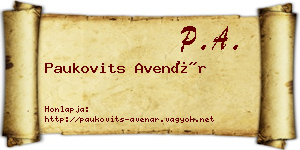 Paukovits Avenár névjegykártya